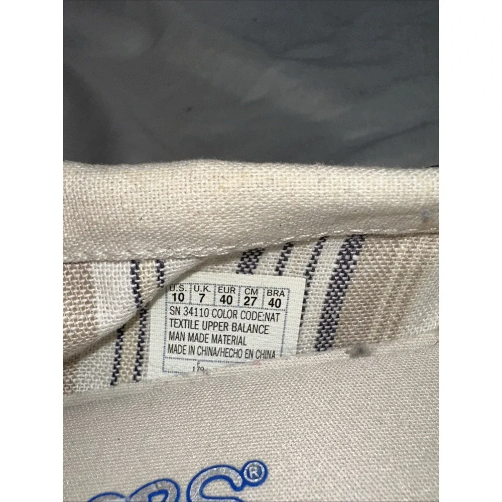 Skechers Womens Bobs Canvas Beige 1.5 Inch Platform Memory Foam Sz 10 Yacht Shoe
